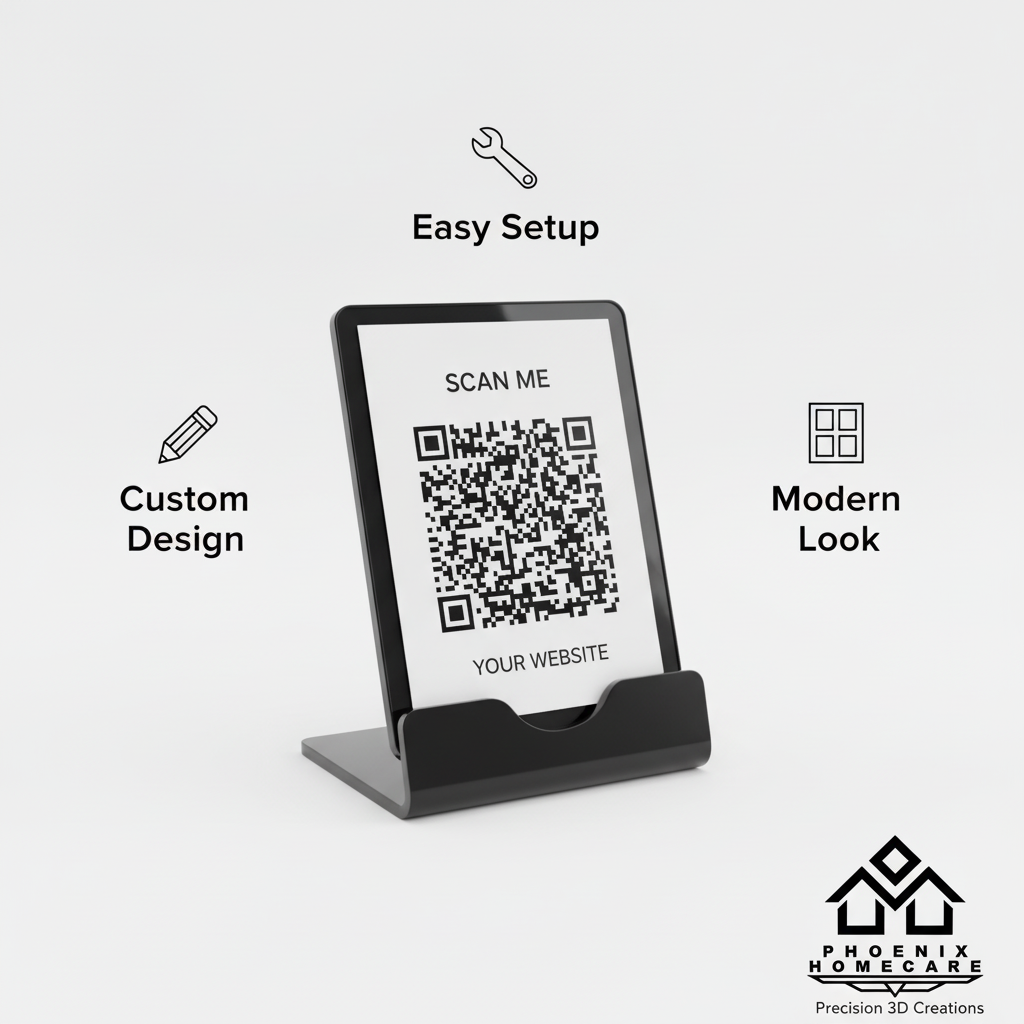 Custom QR Code Stand with Base | WhatsApp, Google Review & Payment QR for Business