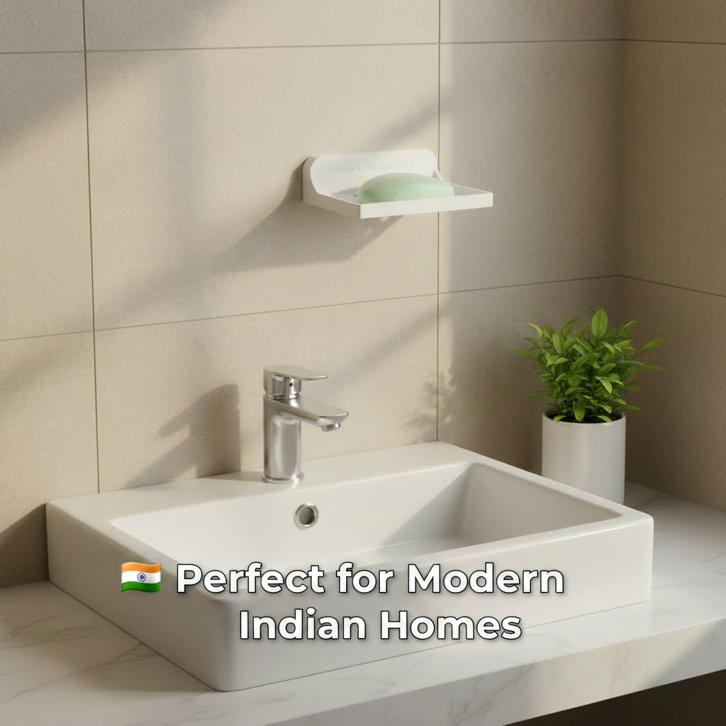 Wall Mounted Soap Holder with Drain Tray – Self Draining Soap Dish for Bathroom & Kitchen Sink