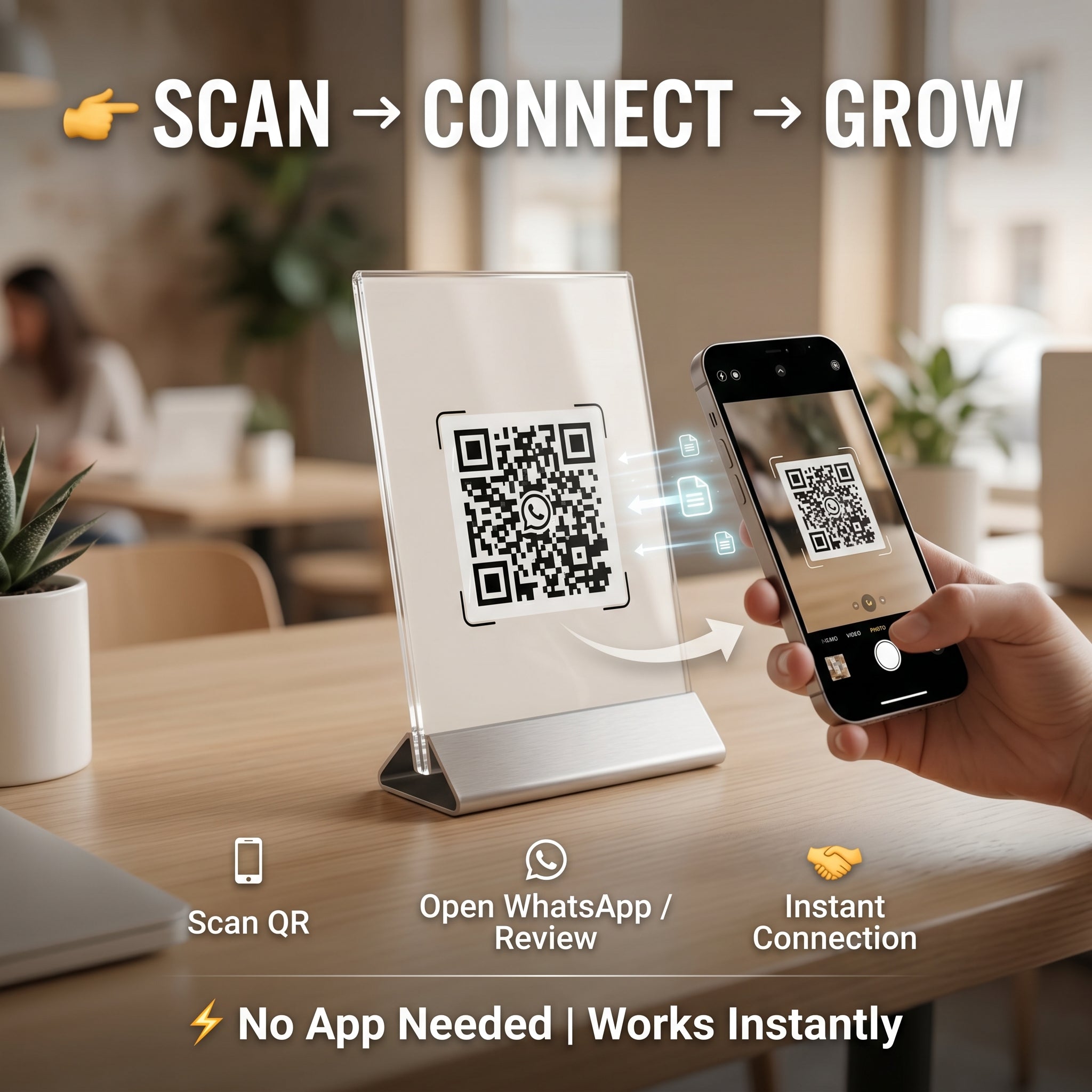 Custom QR Code Stand with Base | WhatsApp, Google Review & Payment QR for Business