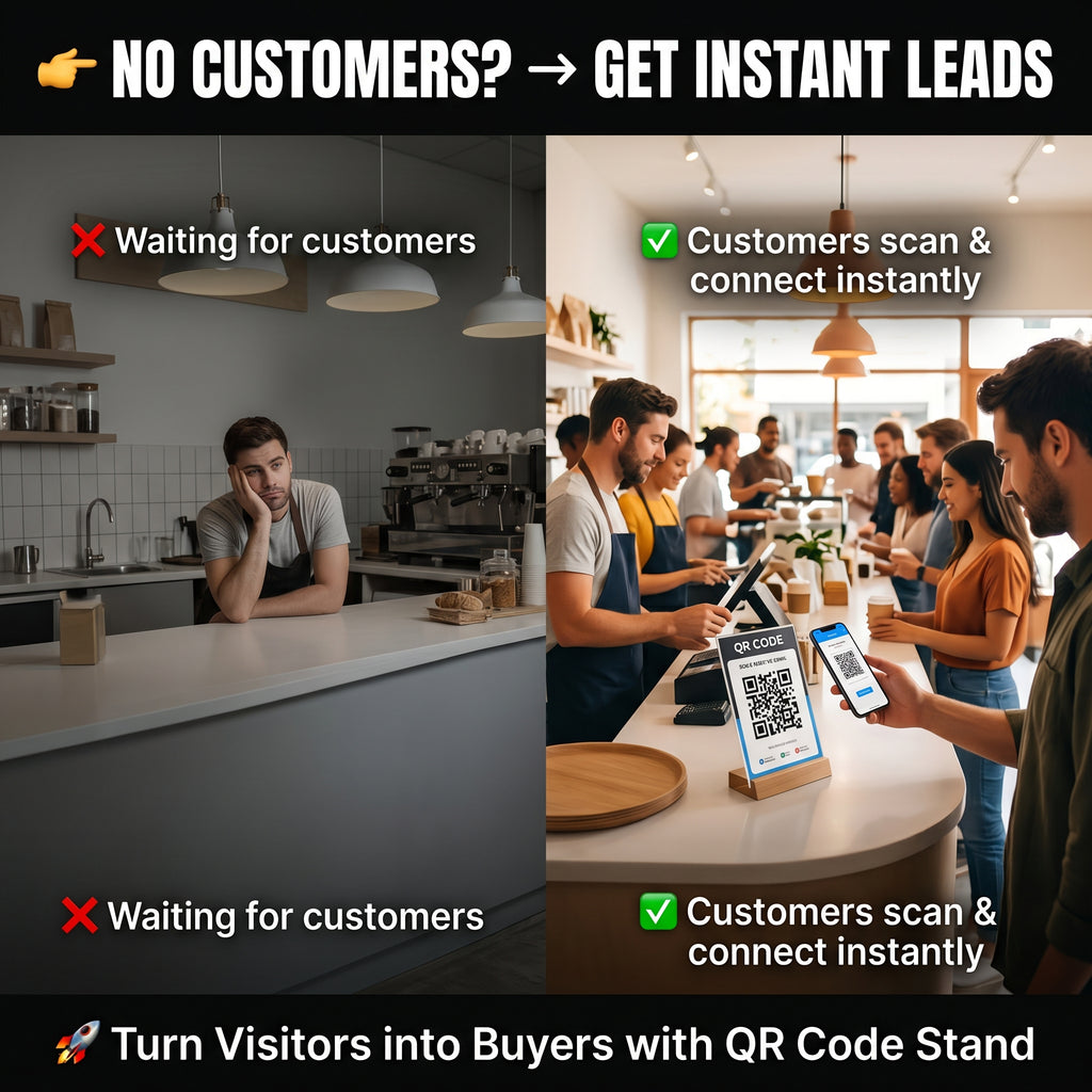 Custom QR Code Stand with Base | WhatsApp, Google Review & Payment QR for Business