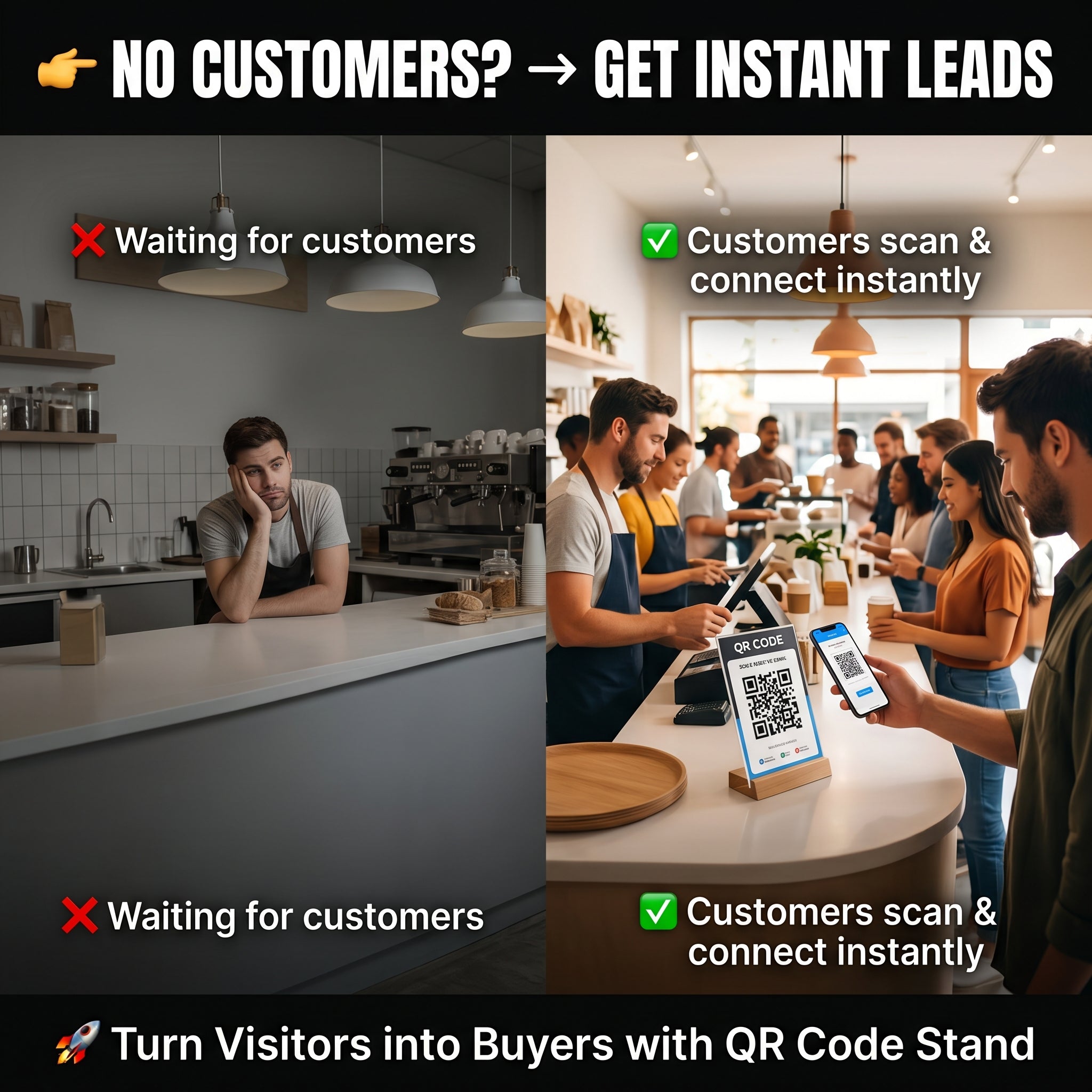 Custom QR Code Stand with Base | WhatsApp, Google Review & Payment QR for Business