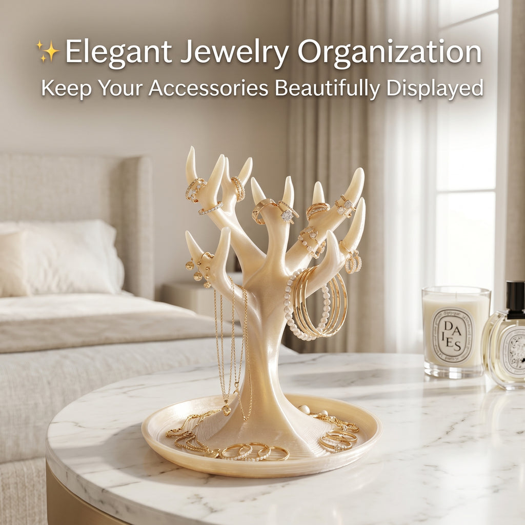 Antler Jewelry Holder Stand – Necklace Organizer & Ring Holder | Elegant Vanity Display for Women