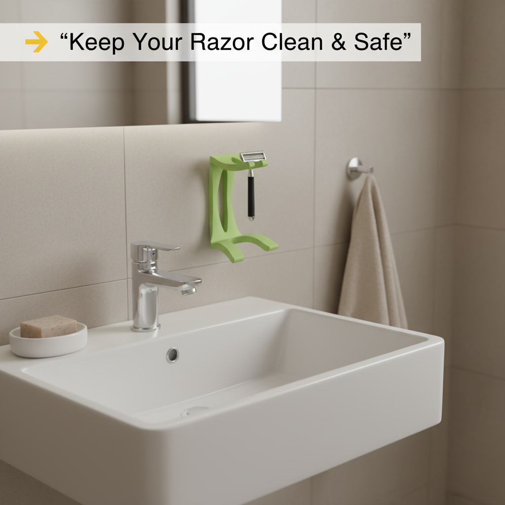 Wall Mounted Razor Holder – Bathroom Razor Stand for Shower | Self Draining Shaver Holder Organizer