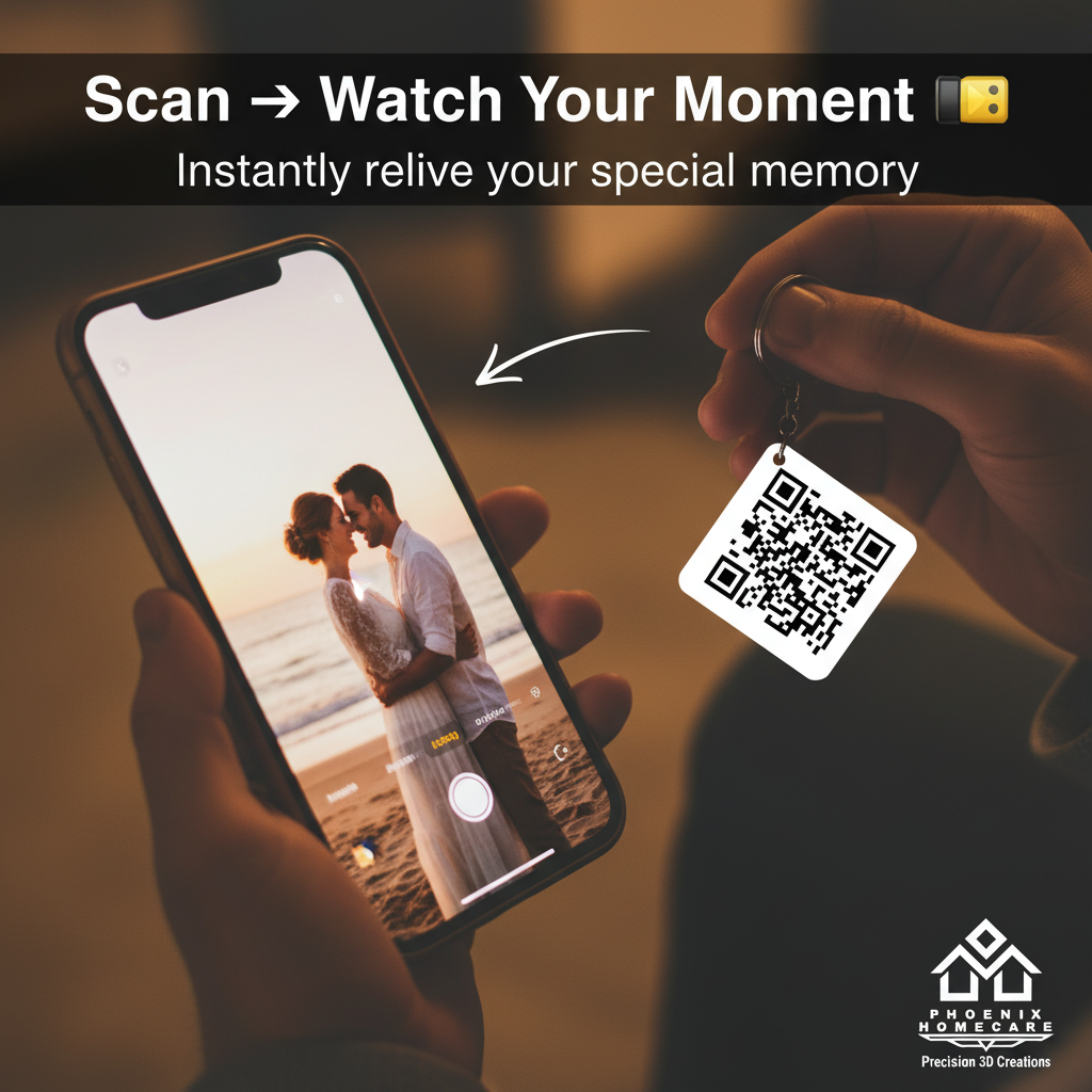 Custom QR Code Keychain – Scan to View Photo or Video | Personalized Gift for Couples, Anniversary, Birthday
