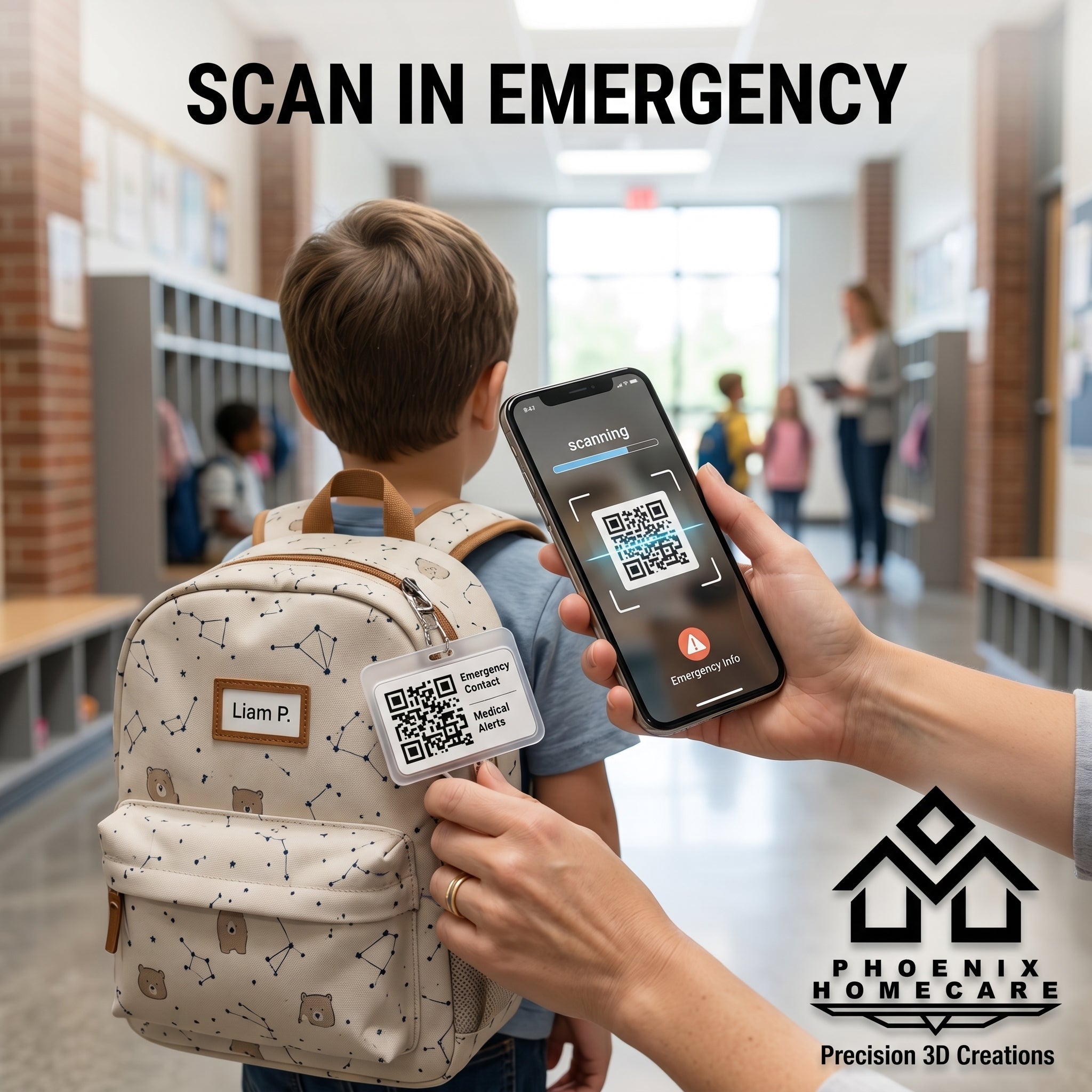 Smart Kids Safety QR Tag | Emergency Contact School Bag ID | Child Safety Badge with QR Code