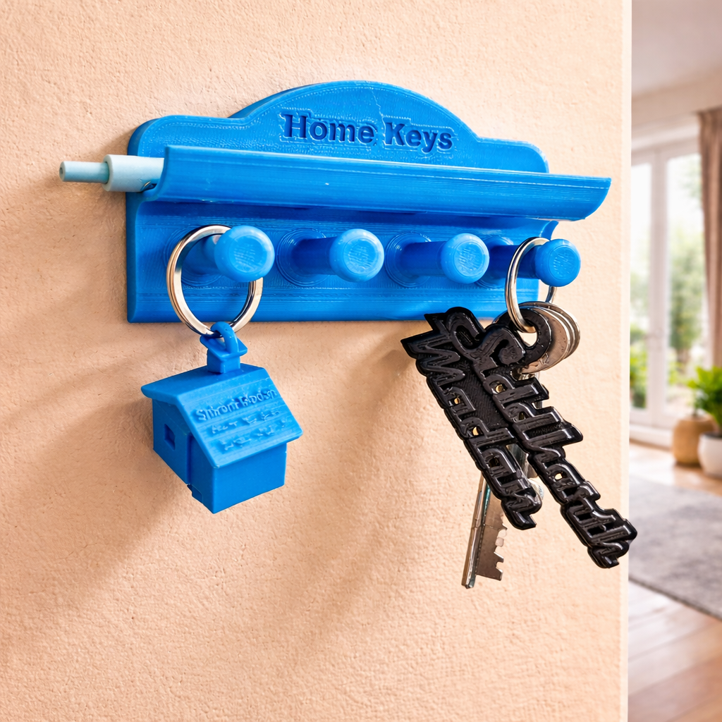 3D Printed Keys Holder | Modern Key Organizer with Hooks | Home Entryway Key Rack - Phoenix Homecare