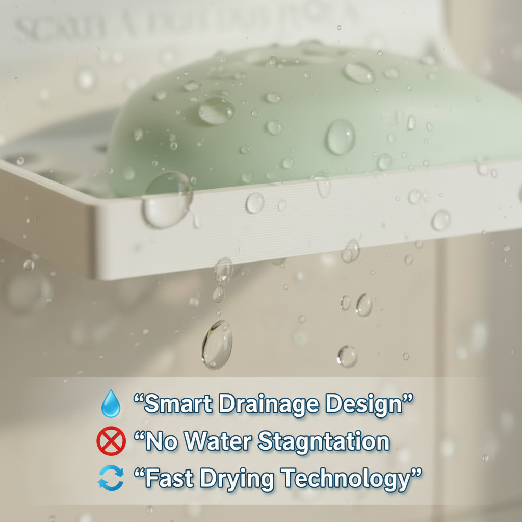 Wall Mounted Soap Holder with Drain Tray – Self Draining Soap Dish for Bathroom & Kitchen Sink