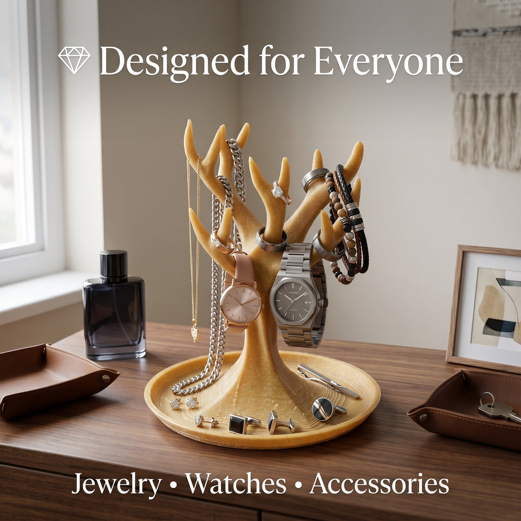 Antler Jewelry Holder Stand – Necklace Organizer & Ring Holder | Elegant Vanity Display for Women