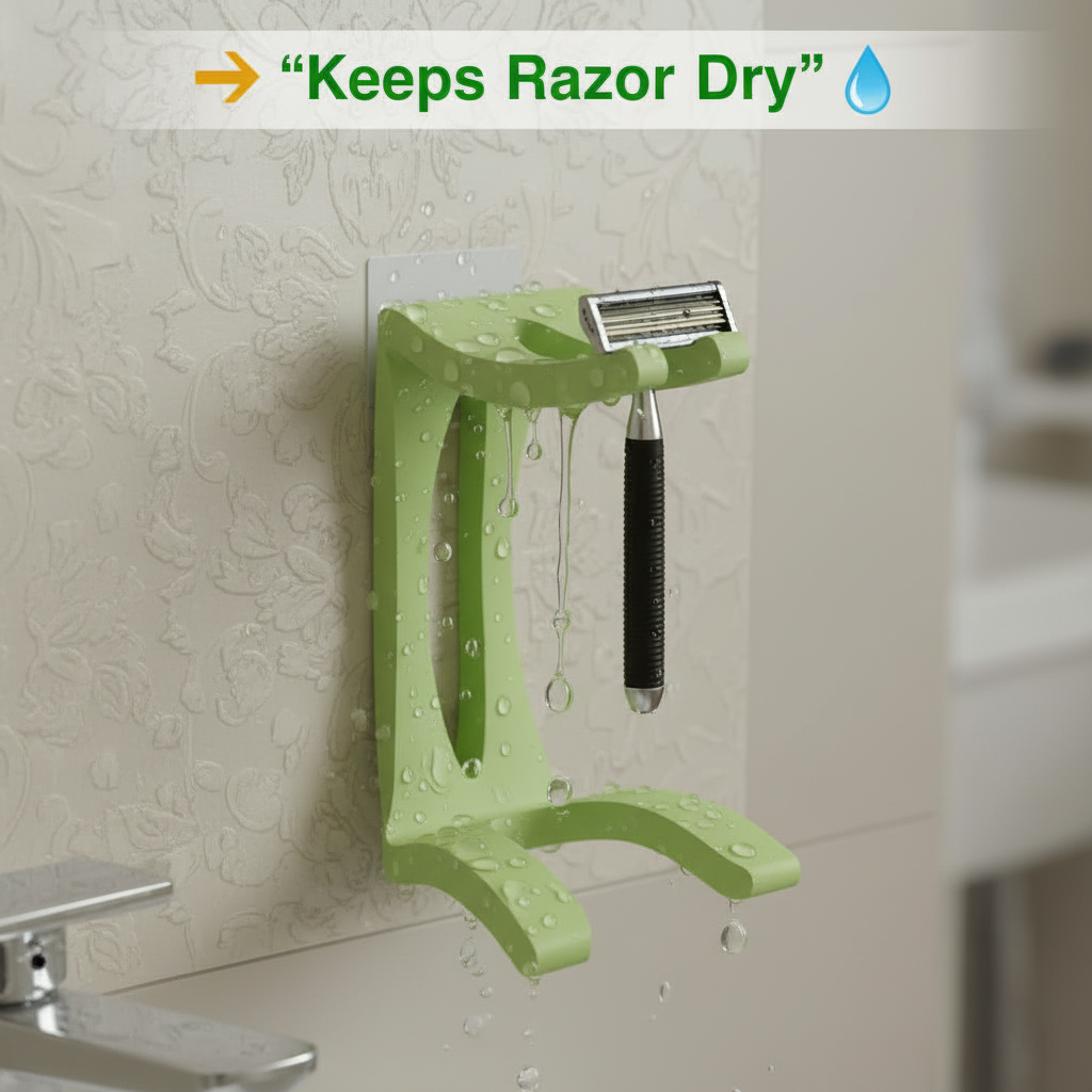 Wall Mounted Razor Holder – Bathroom Razor Stand for Shower | Self Draining Shaver Holder Organizer