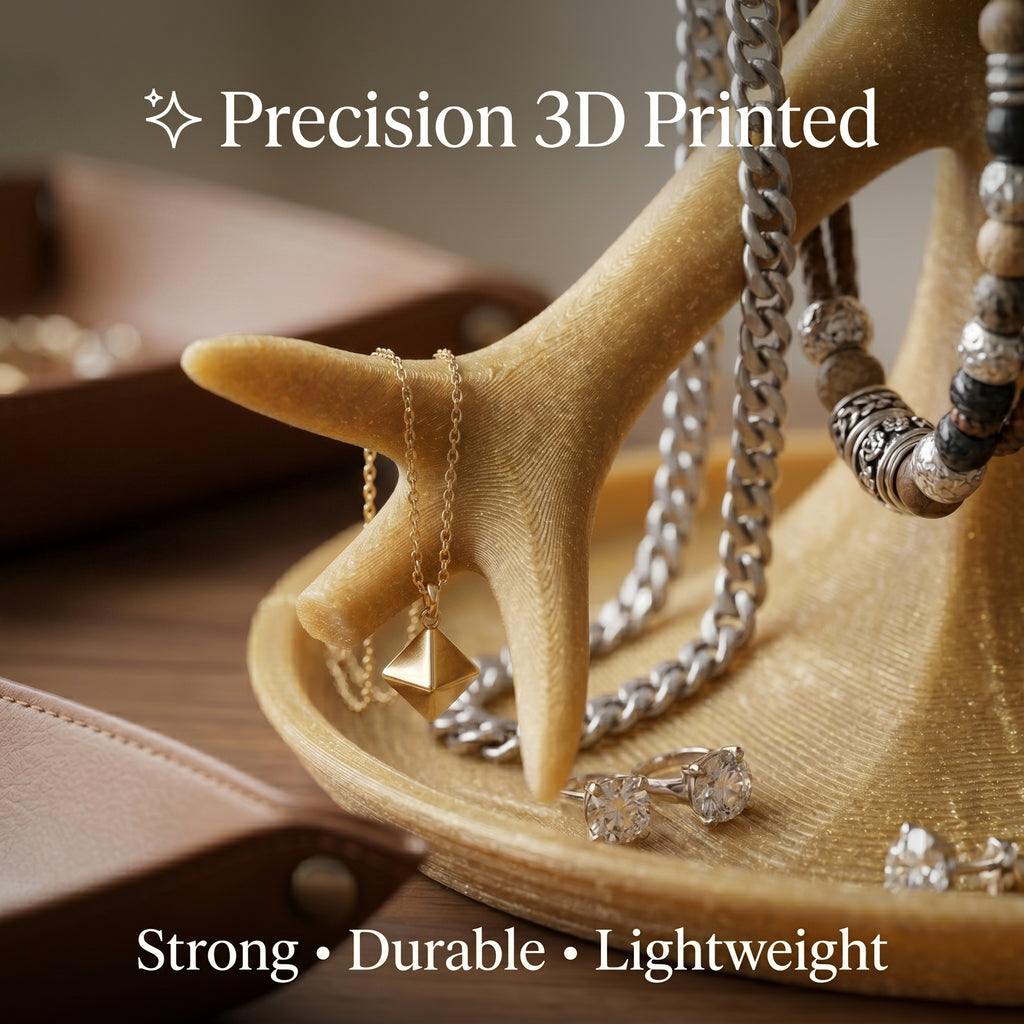 Antler Jewelry Holder Stand – Necklace Organizer & Ring Holder | Elegant Vanity Display for Women