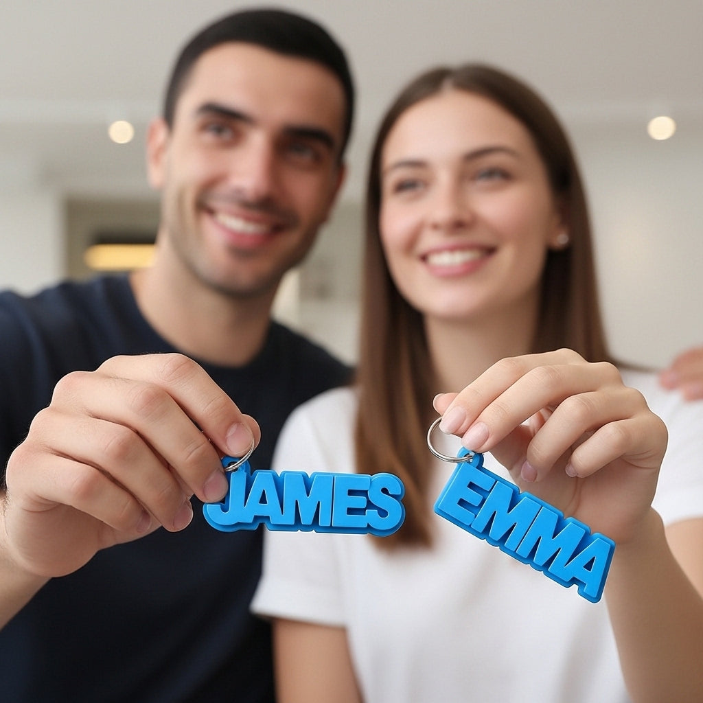 Personalized Name Keychain – Custom 3D Printed Keyring | Unique Gift for Him, Her, Couples & Kids