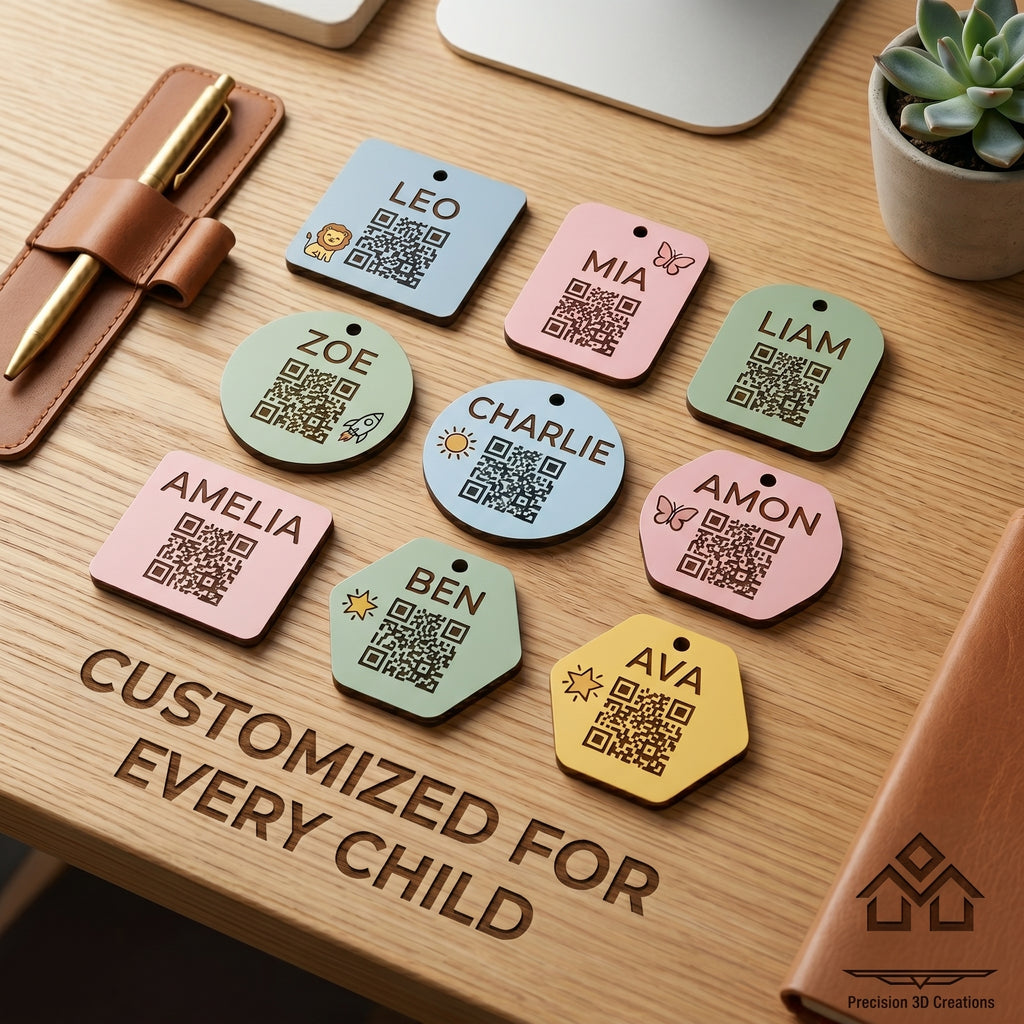 Smart Kids Safety QR Tag | Emergency Contact School Bag ID | Child Safety Badge with QR Code