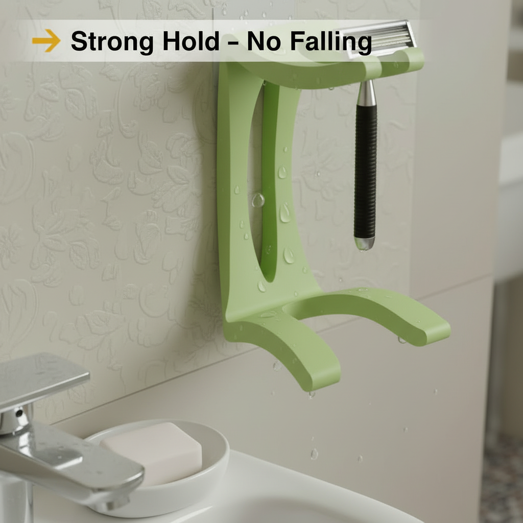 Wall Mounted Razor Holder – Bathroom Razor Stand for Shower | Self Draining Shaver Holder Organizer