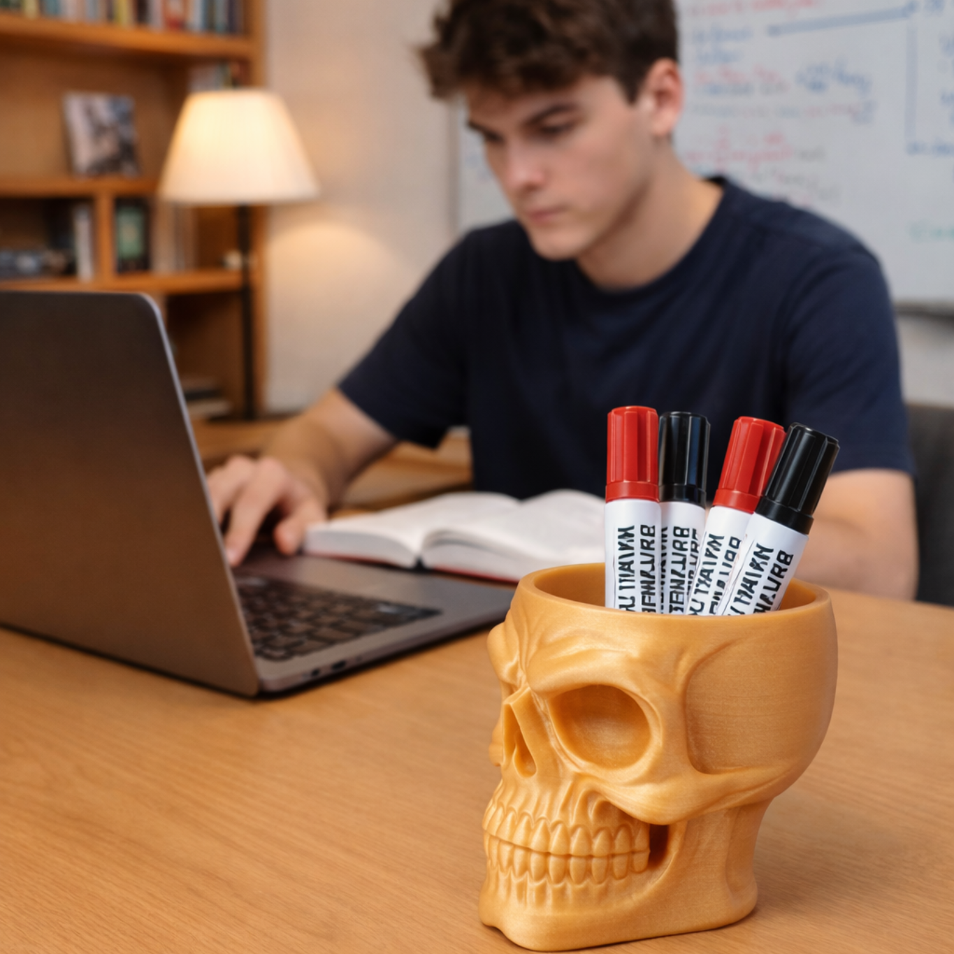 3D printed skull pen holder desk organizer gothic decor – Phoenix Homecare 3D
