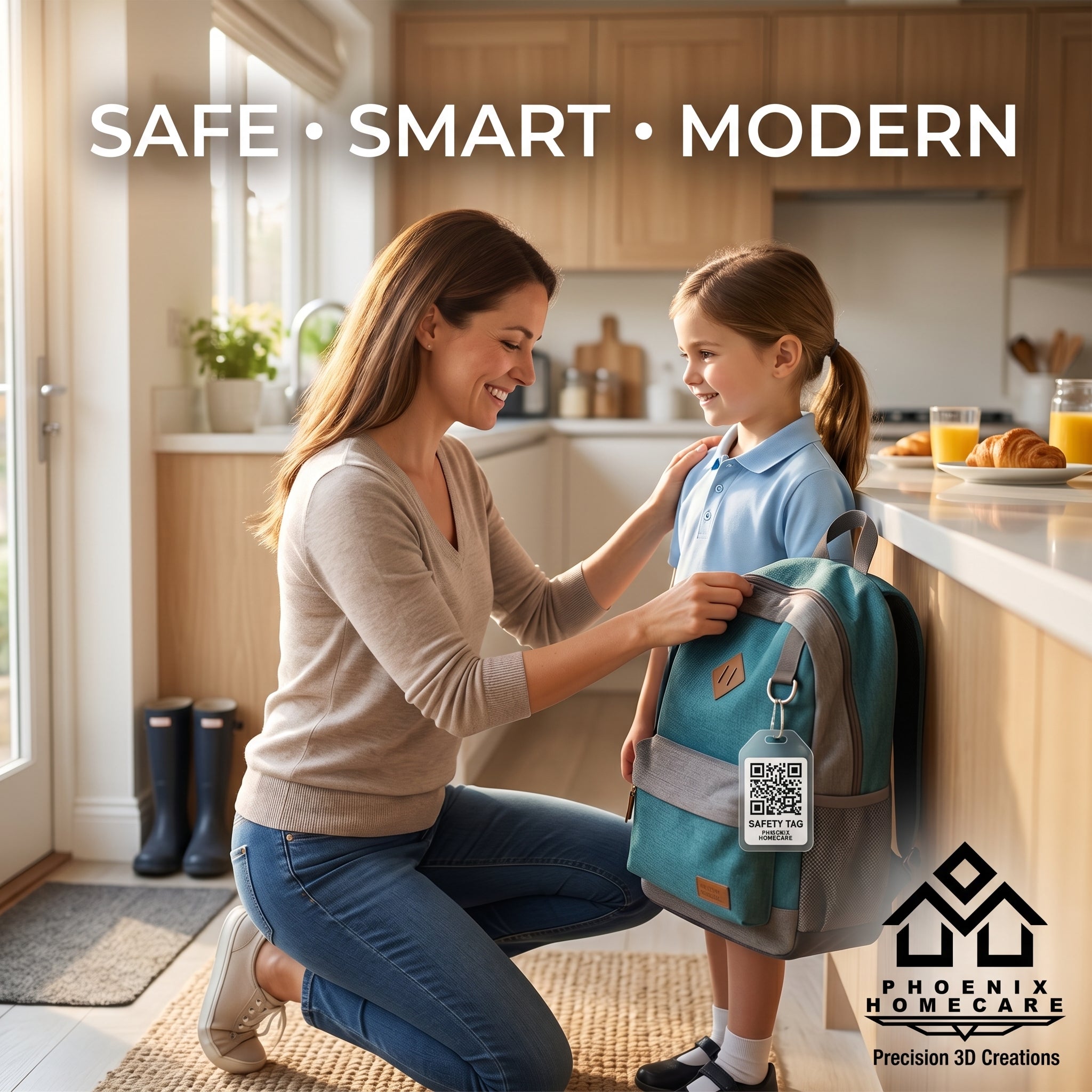 Smart Kids Safety QR Tag | Emergency Contact School Bag ID | Child Safety Badge with QR Code