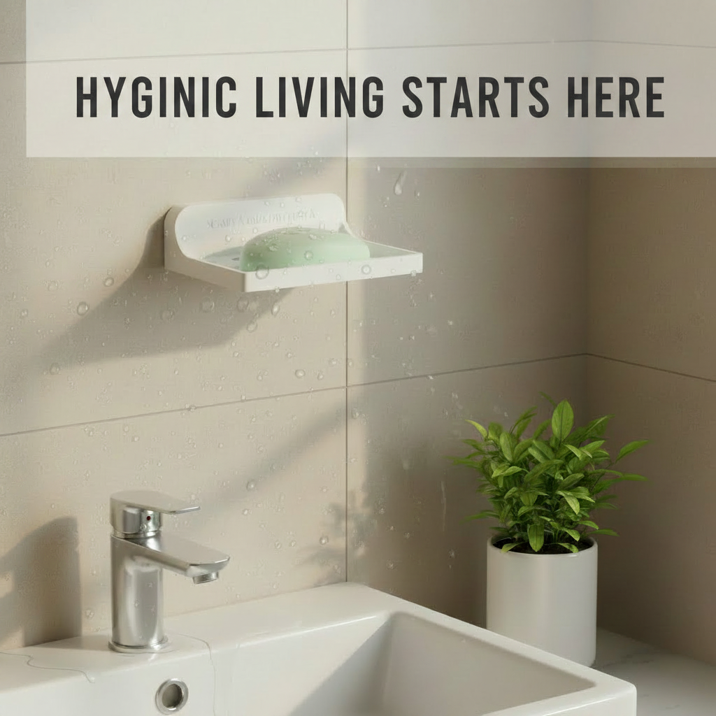 Wall Mounted Soap Holder with Drain Tray – Self Draining Soap Dish for Bathroom & Kitchen Sink