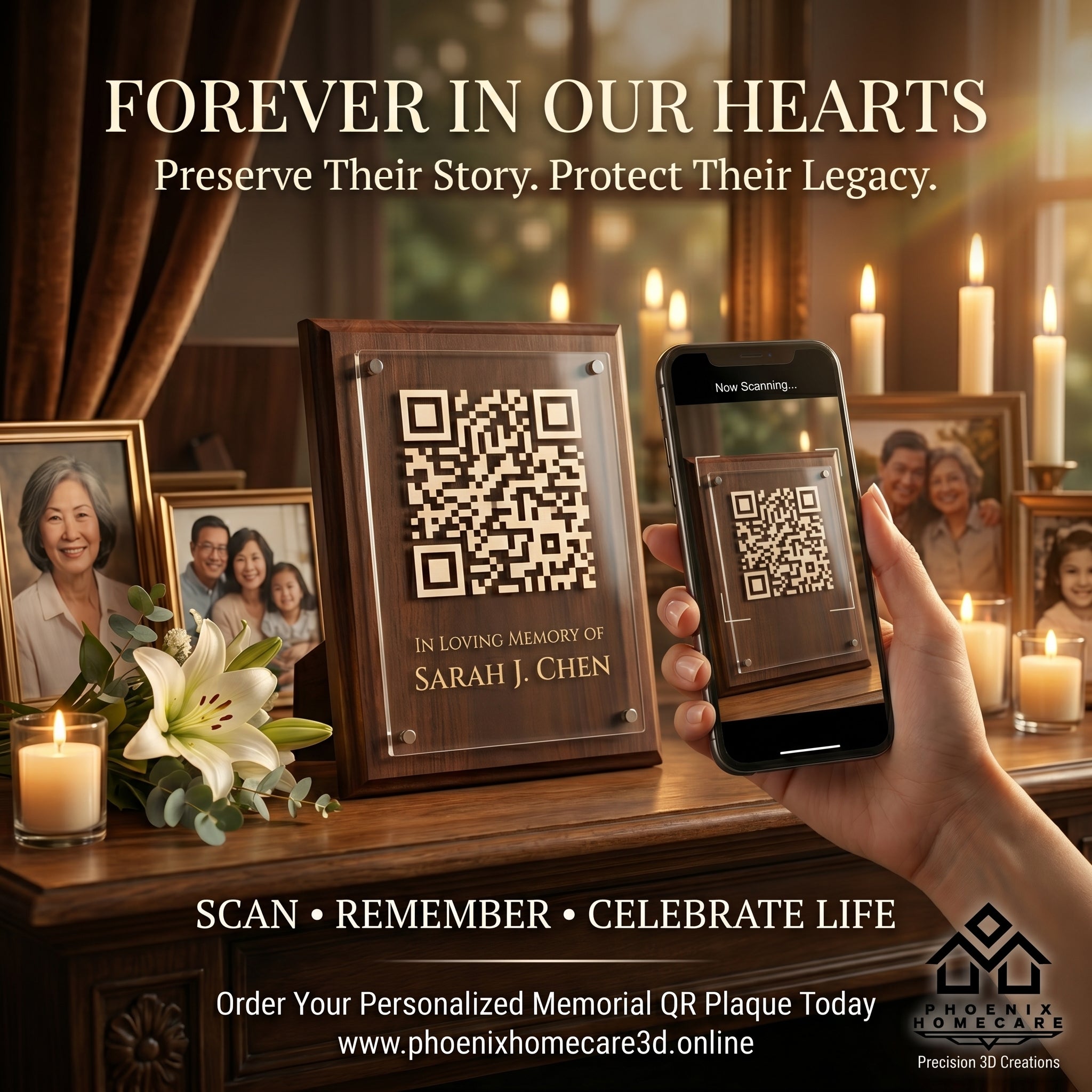 Memorial QR Plaque | Scan to Remember Loved Ones Forever | Personalized Memory Tribute