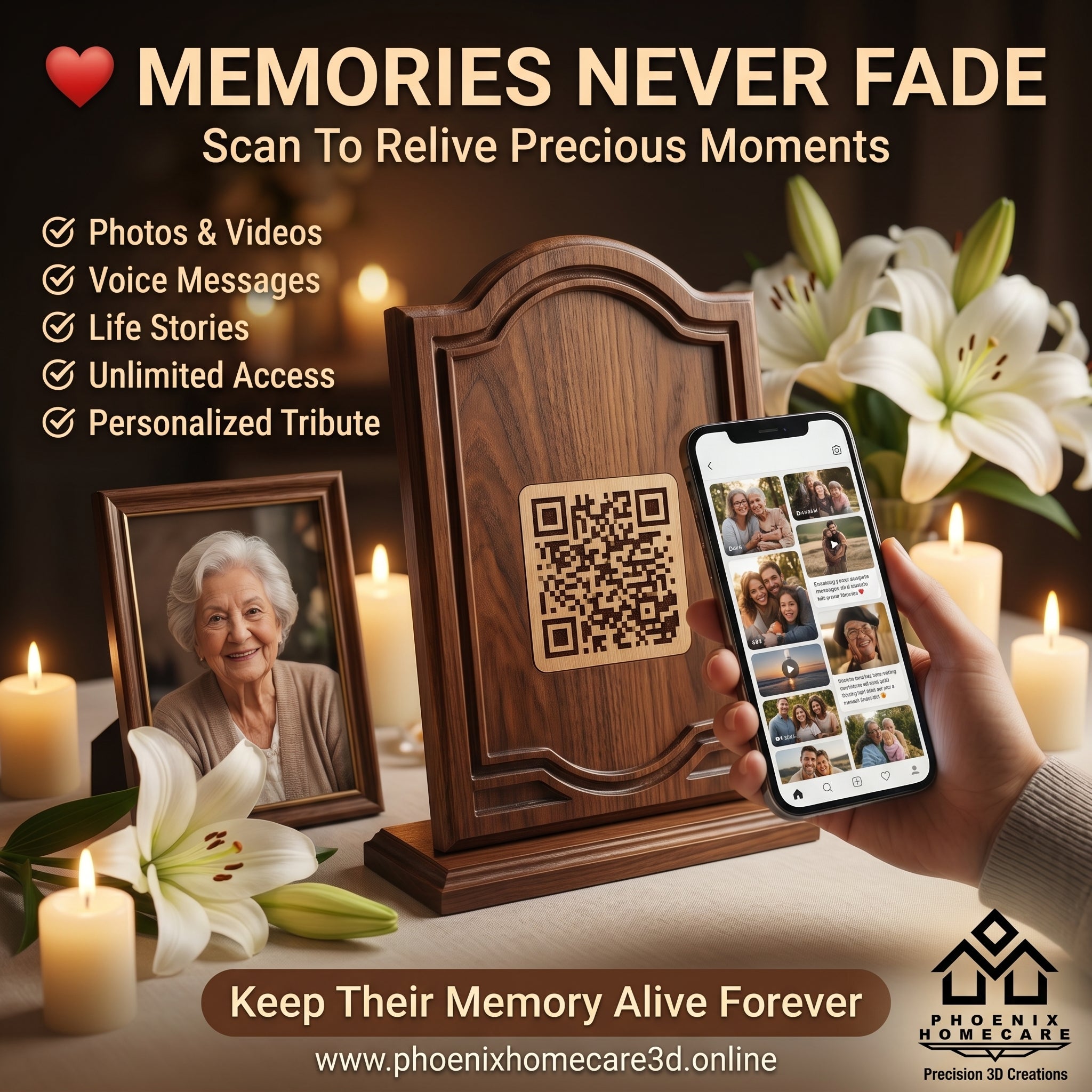 Memorial QR Plaque | Scan to Remember Loved Ones Forever | Personalized Memory Tribute