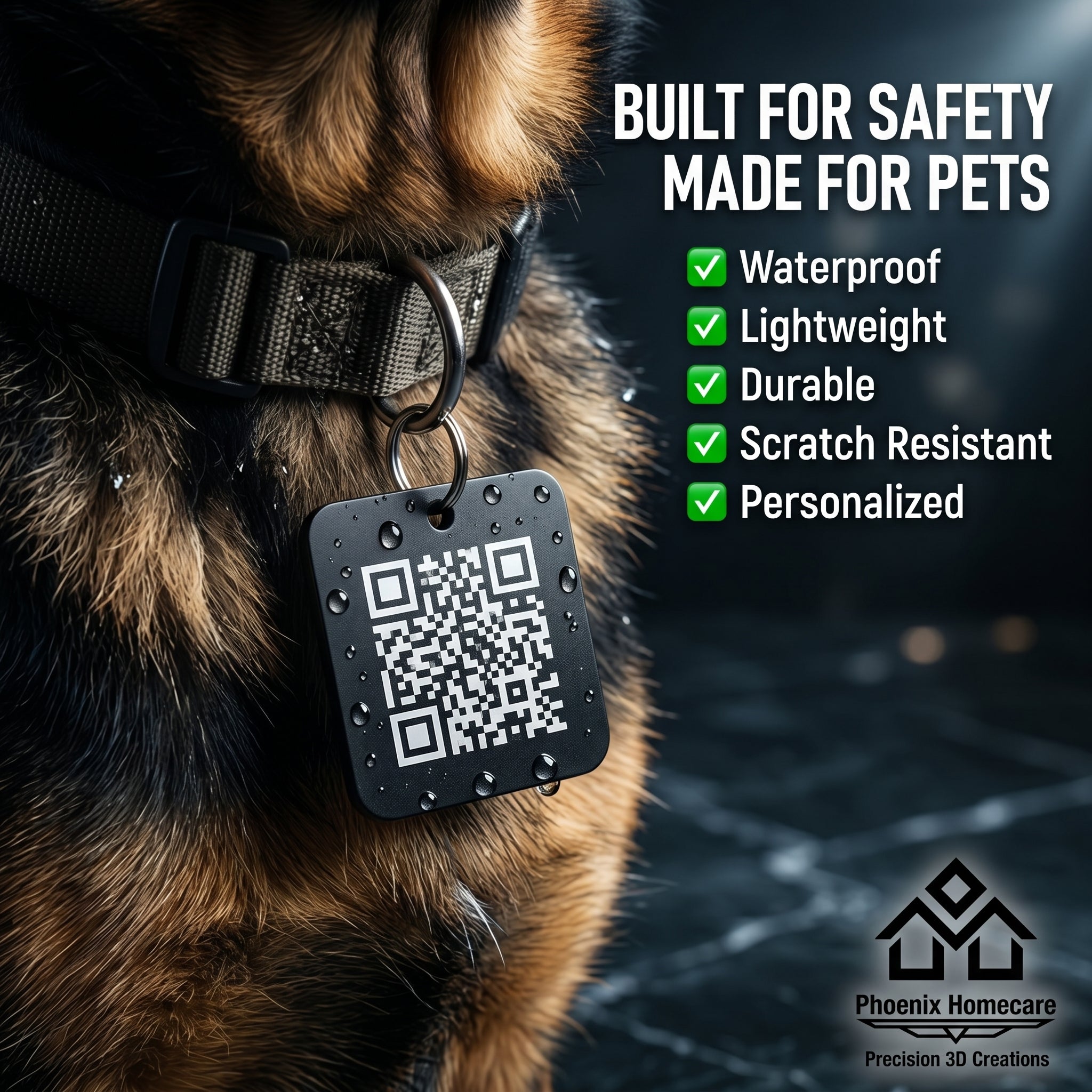 Custom QR Pet ID Tag | Personalized Dog & Cat Collar Tag | Smart Pet Safety Tag