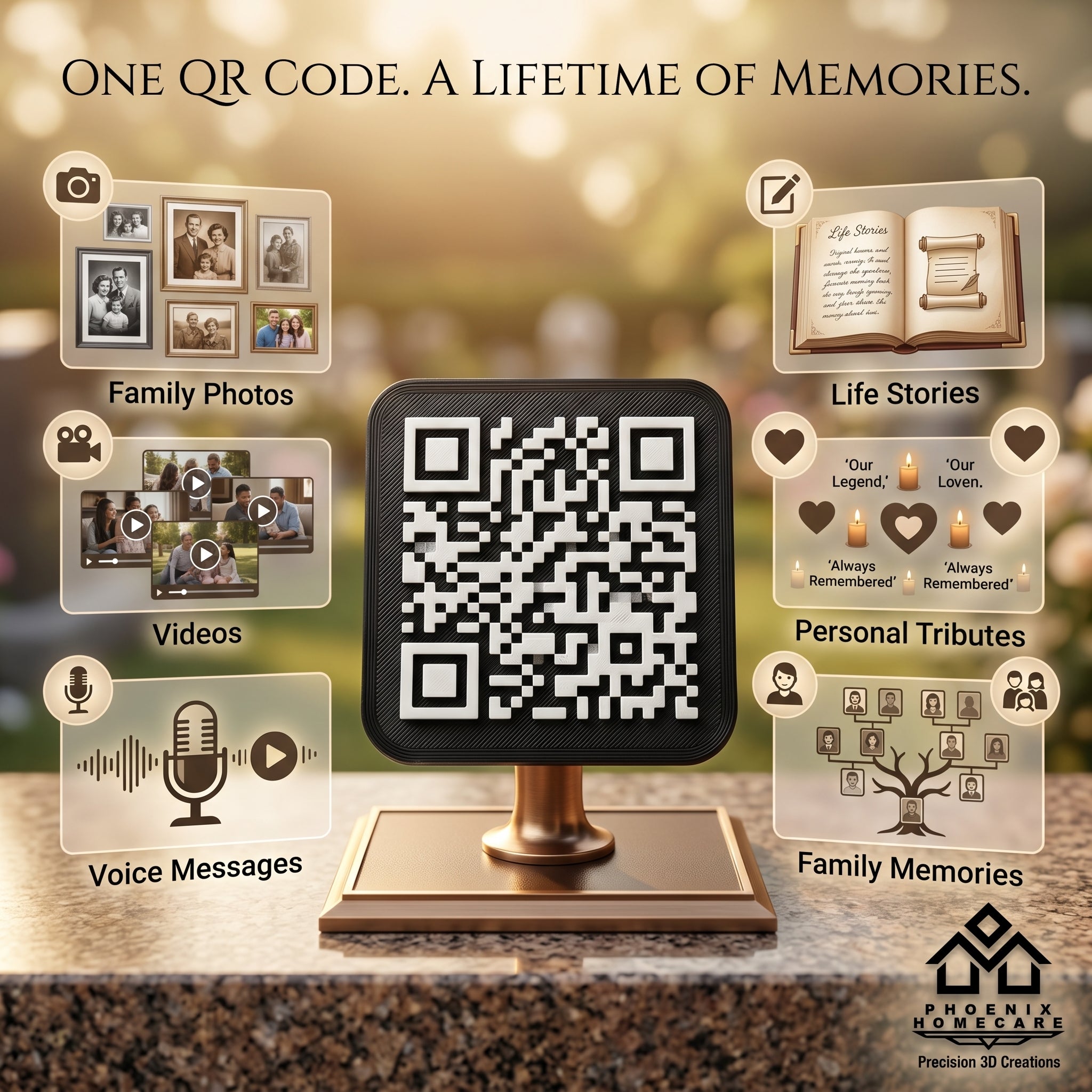 Memorial QR Plaque | Scan to Remember Loved Ones Forever | Personalized Memory Tribute