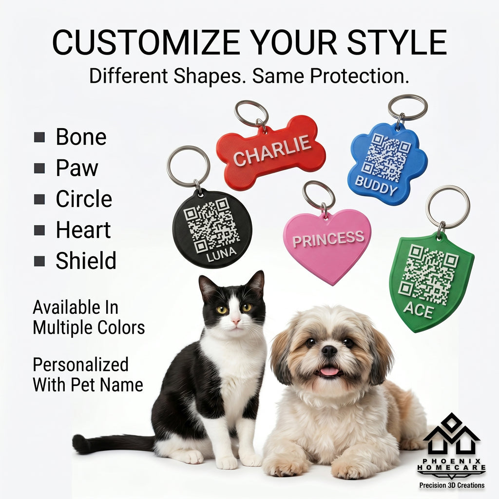 Custom QR Pet ID Tag | Personalized Dog & Cat Collar Tag | Smart Pet Safety Tag