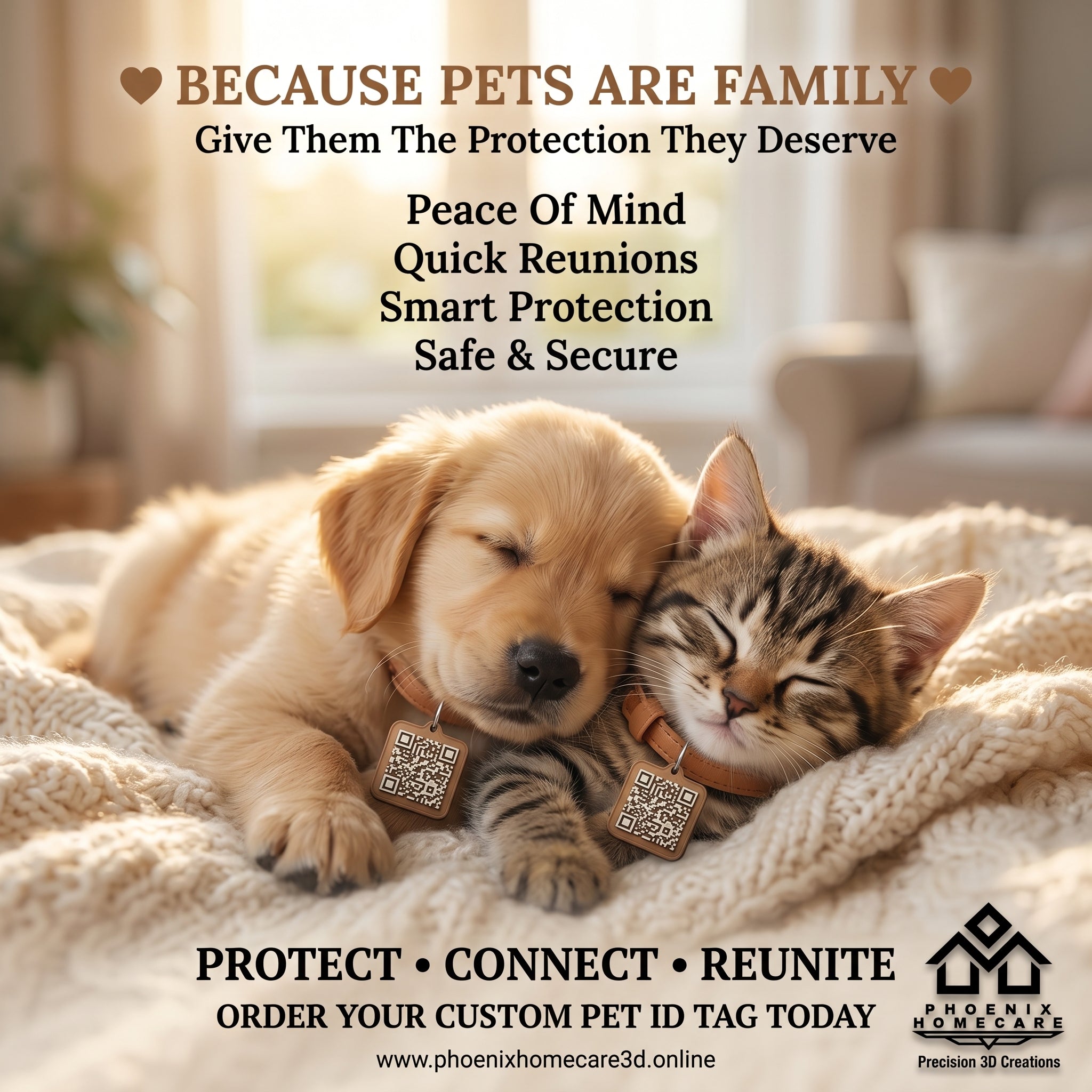 Custom QR Pet ID Tag | Personalized Dog & Cat Collar Tag | Smart Pet Safety Tag