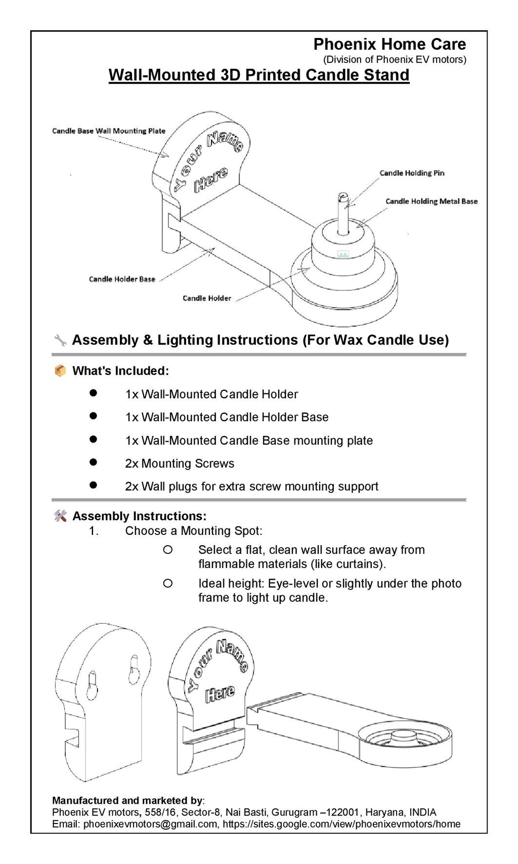 Home Altar Candle Stand – 3D Printed by Phoenix Homecare - Phoenix Homecare 3D