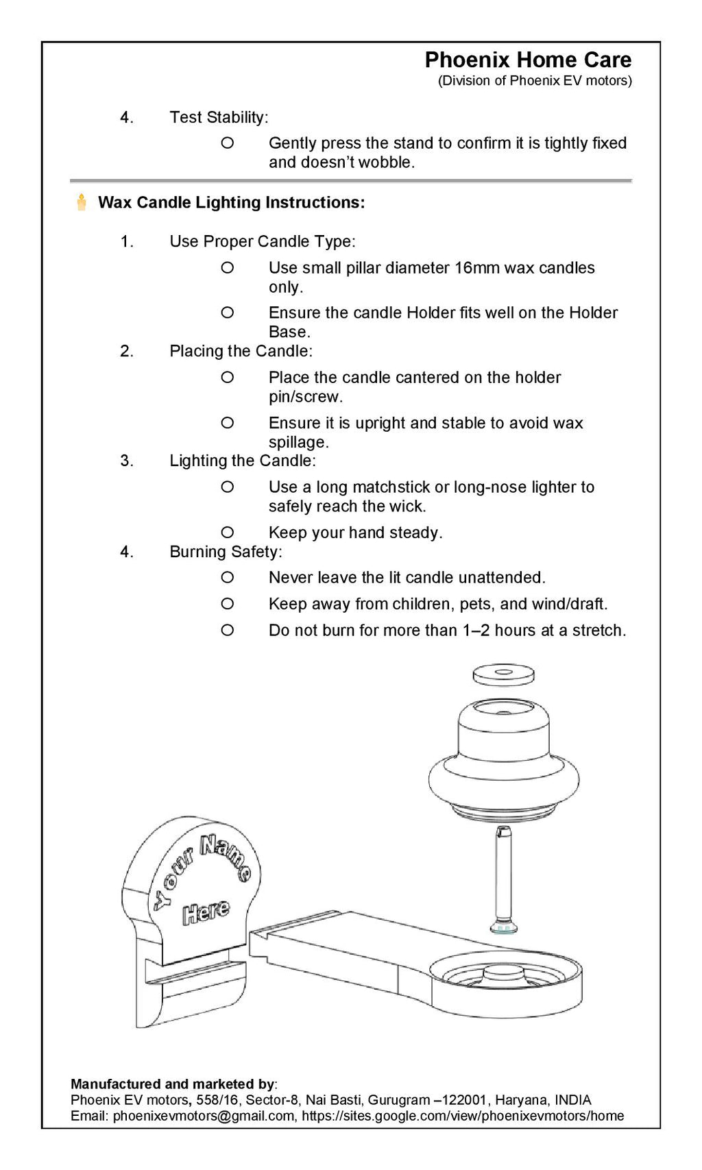 Home Altar Candle Stand – 3D Printed by Phoenix Homecare - Phoenix Homecare 3D