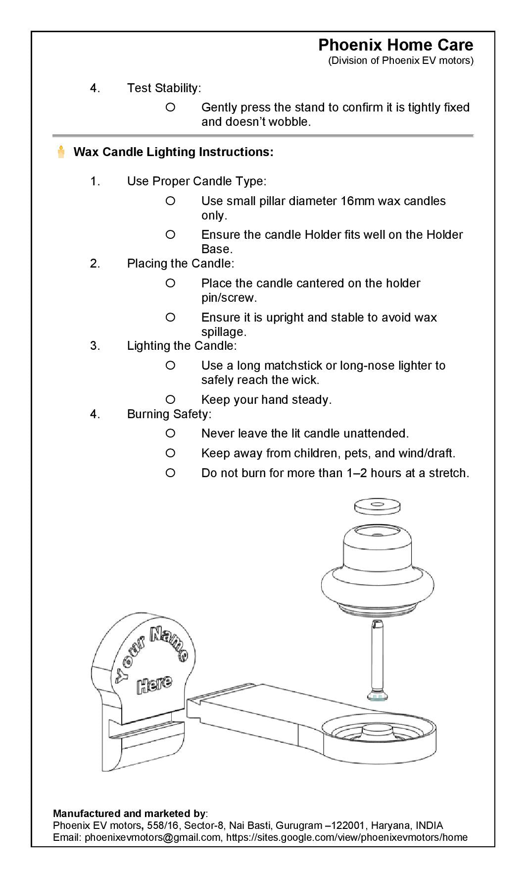 Home Altar Candle Stand – 3D Printed by Phoenix Homecare - Phoenix Homecare 3D