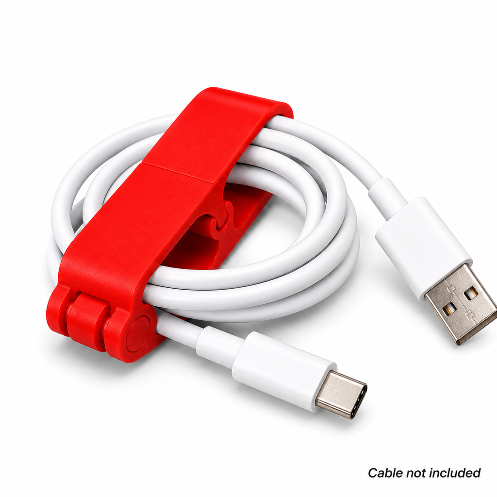 Phoenix Homecare Cable Organizer Clip | Desk Wire Management Holder | USB Charging Cable Holder | Cord Organizer for Home, Office & Travel (Red)
